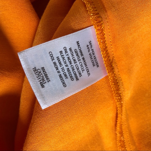 TB x Something Navy Yellow Orange Satin Ruffle Top - Picture 8 of 8